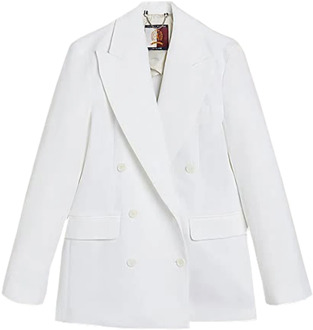 Tommy Hilfiger Pique Double-Breasted Blazer Tommy Hilfiger , White , Dames - M,S,Xs