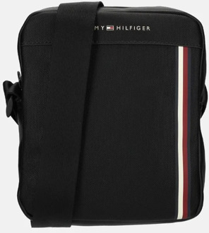 Tommy Hilfiger Pique PU mini reporter schoudertas BDS black Zwart