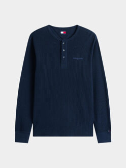 Tommy Hilfiger Polo lange mouw tjm slim waffle script henley dm0dm21812/c1g Blauw - XL