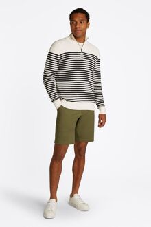 Tommy Hilfiger Racking Half-Zip Structure Streep Wit Navy Off-White - M,XL,XXL
