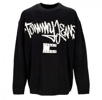 Tommy Hilfiger Relaxed Graffiti Sweater Zwart Tommy Hilfiger , Black , Heren - L,M