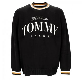 Tommy Hilfiger Relaxed Varsity Sweater Zwart Streetwear Tommy Hilfiger , Black , Heren - XL