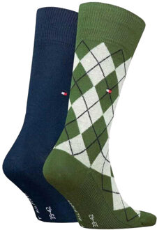 Tommy Hilfiger Ruitensokken heren (set van 2) Groen - 43-47