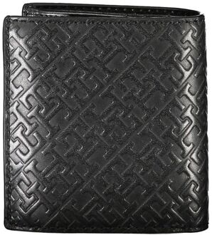 Tommy Hilfiger Sleek Zwart Leren Tweevak Wallet - maat