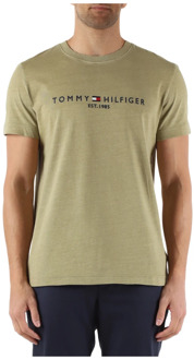 Tommy Hilfiger Slim Fit Katoen Logo T-shirt Tommy Hilfiger , Green , Heren - L,M,S