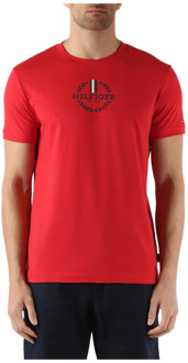 Tommy Hilfiger Slim Fit Katoen Logo T-shirt Tommy Hilfiger , Red , Heren - Xl,M,S