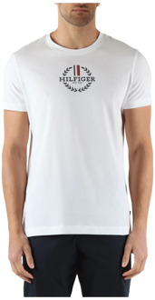 Tommy Hilfiger Slim Fit Katoen Logo T-shirt Tommy Hilfiger , White , Heren - 2Xl,Xl,M