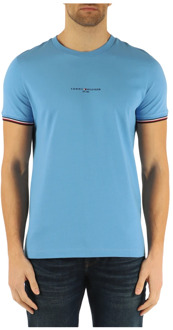 Tommy Hilfiger Slim Fit Katoenen T-Shirt met Logo Tommy Hilfiger , Blue , Heren - S
