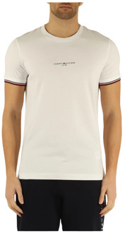 Tommy Hilfiger Slim Fit Katoenen T-shirt met Logo Tommy Hilfiger , White , Heren - XL