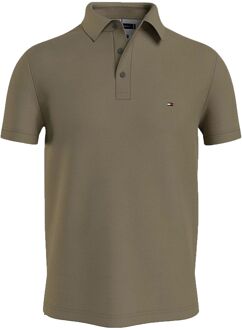 Tommy Hilfiger Slim fit polo van piqué katoen met logoborduring Mosgroen