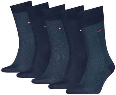 Tommy Hilfiger Sokken Giftbox Heren Herringbone Dot 5-pack Navy-43/46 Blauw - 43/46