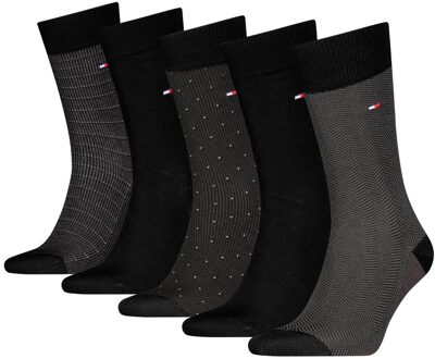 Tommy Hilfiger Sokken Giftbox Heren Herringbone Dot 5-pack Zwart-39/42 - 39/42