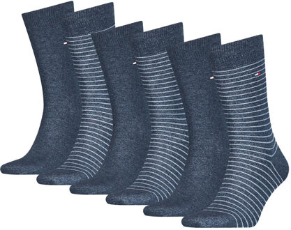 Tommy Hilfiger Sokken Heren 6-pack Small Stripe Jeans-39/42 Blauw - 39/42