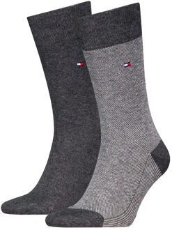 Tommy Hilfiger Sokken Heren Birdseye 2-pack Antraciet-39/42 - 39/42