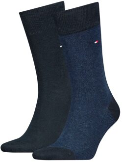 Tommy Hilfiger Sokken Heren Birdseye 2-pack Dark Navy-43/46 Blauw - 43/46
