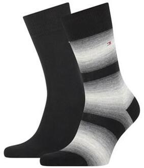 Tommy Hilfiger Sokken Seasonal Baja Stripe Black 2-Pack-39/42 Zwart - 39/42