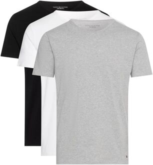 Tommy Hilfiger Stretch Crewneck Shirts Heren (3-pack) grijs - zwart - wit - L