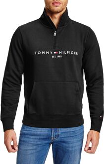 Tommy Hilfiger Sweater met halve rits en logoborduring Zwart