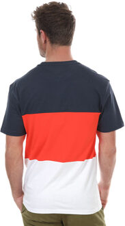 Tommy Hilfiger T-shirt met kleurvlakken voor heren in marineblauw/oranje Navy