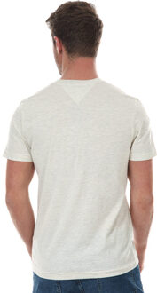 Tommy Hilfiger T-Shirt met logo in ton sur ton rechthoek voor heren, wit gemêleerd