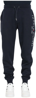 Tommy Hilfiger Tapered fit joggingbroek met logoprint Donkerblauw