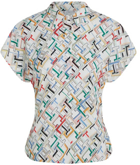 Tommy Hilfiger TH Monogram Print Dames Overhemd Tommy Hilfiger , Multicolor , Dames - M,S,Xs