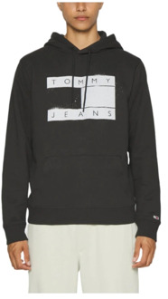 Tommy Hilfiger Tjm Reg Flag Spray Tommy Jeans Sweatshirt Tommy Hilfiger , Black , Heren - Xl,L,M,S