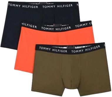 Tommy Hilfiger Trunk Boxershorts Heren (3-pack) donker blauw - rood - groen - S