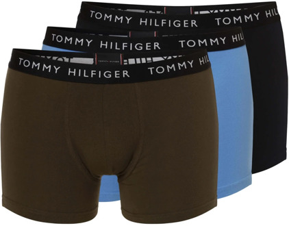 Tommy Hilfiger Trunk Boxershorts Heren (3-pack) donker groen - blauw - navy - S