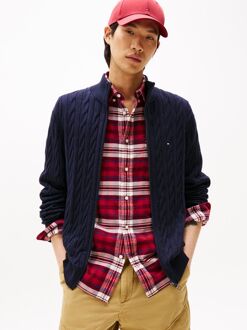 Tommy Hilfiger Vest Zip Cable Navy Donkerblauw