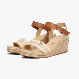 Tommy Hilfiger Webbing Wedge Sandalen Dames Espadrilles Oogst Tarwe Beige