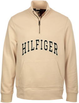 Tommy Hilfiger Witte Half-Zip Sweatshirt Tommy Hilfiger , Beige , Heren - Xl,L,M