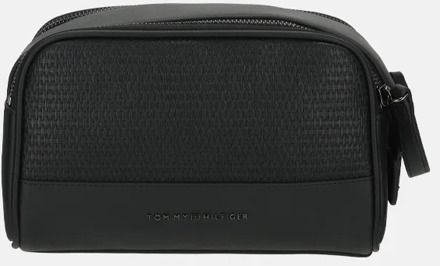 Tommy Hilfiger Woven wash bag toilettas black Zwart - No Size