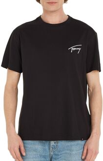 Tommy Hilfiger Zwarte Bedrukt T-shirt voor Mannen Tommy Hilfiger , Black , Heren - L,M,S