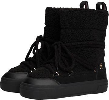 Tommy Hilfiger Zwarte Lace-up Snowboot voor de winter Tommy Hilfiger , Black , Dames - 39 EU