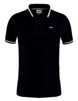 Tommy Hilfiger Zwarte Tipped Stretch Polo Shirt Tommy Hilfiger , Black , Heren - Xl,M,S