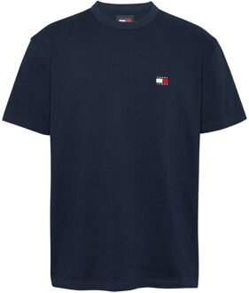 Tommy Jeans Badge T-shirt van Regeneratief Katoen Tommy Jeans , Blue , Heren - Xl,L,M,S,Xs