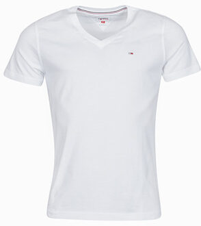 Tommy Jeans Biologisch Katoenen V-Hals T-Shirt Tommy Jeans , White , Heren - M,S
