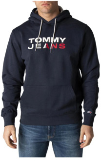 Tommy Jeans Blauwe Print Hoodie Tommy Jeans , Blue , Heren - S