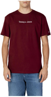 Tommy Jeans Bordeaux Print T-Shirt voor Heren Tommy Jeans , Red , Heren - XS