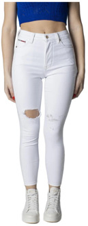 Tommy Jeans Dames Skinny Jeans Wit Effen Patroon Tommy Jeans , White , Dames - W24 L30,W31 L30,W28 L30