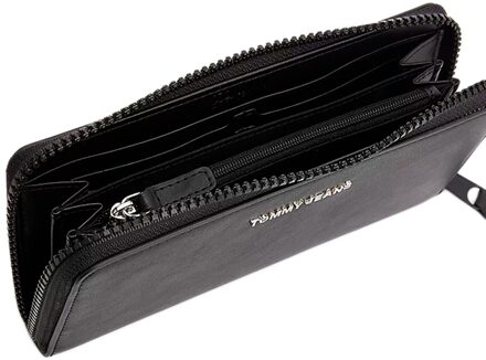 Tommy Jeans damesportemonnee van PU-leer, groot Zwart - One Size
