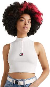 Tommy Jeans damestop met badge - maat M Wit