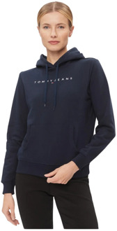 Tommy Jeans Geborduurde Logo Hoodie - Blauw Tommy Jeans , Blue , Dames - XS