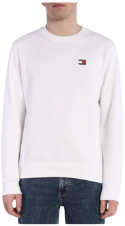 Tommy Jeans Geborduurde Logo Sweater - Klassiek Tommy Jeans , White , Heren - M,S,Xs