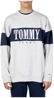 Tommy Jeans Grijze Bedrukte Sweatshirt Herfst/Winter Mannen Tommy Jeans , Gray , Heren - 2XL