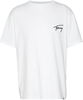 Tommy Jeans Handtekening T-shirt - Wit Tommy Jeans , White , Heren - M