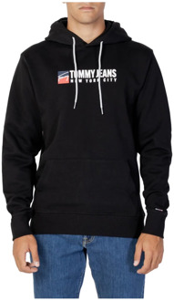 Tommy Jeans Heren Bedrukte Hoodie in Zwart Tommy Jeans , Black , Heren - XS