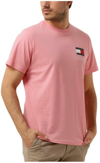 Tommy Jeans Heren Polo & T-shirts Slim Essential Flag Tee Tommy Jeans , Pink , Heren - L,M