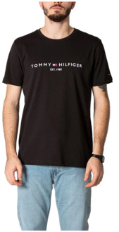 Tommy Jeans Heren Zwart Print T-shirt Tommy Jeans , Black , Heren - 2Xl,Xl,L,M,S,Xs,3Xl